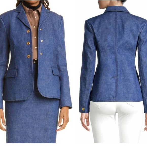 Tory Burch Raw Denim Blazer - Picture 2 of 9